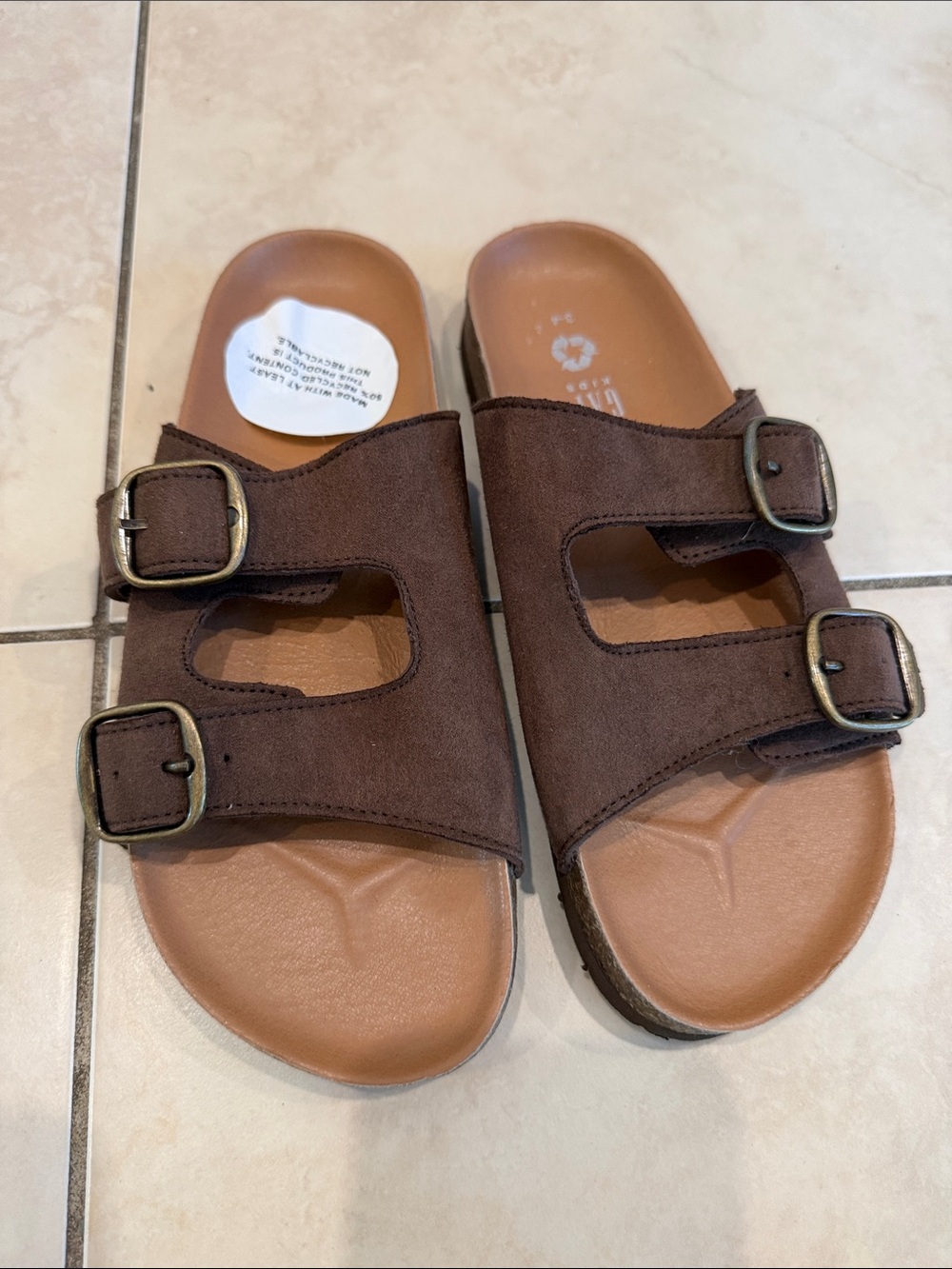 GAP Kids Brown Double-Buckle Slide Sandals - NEW